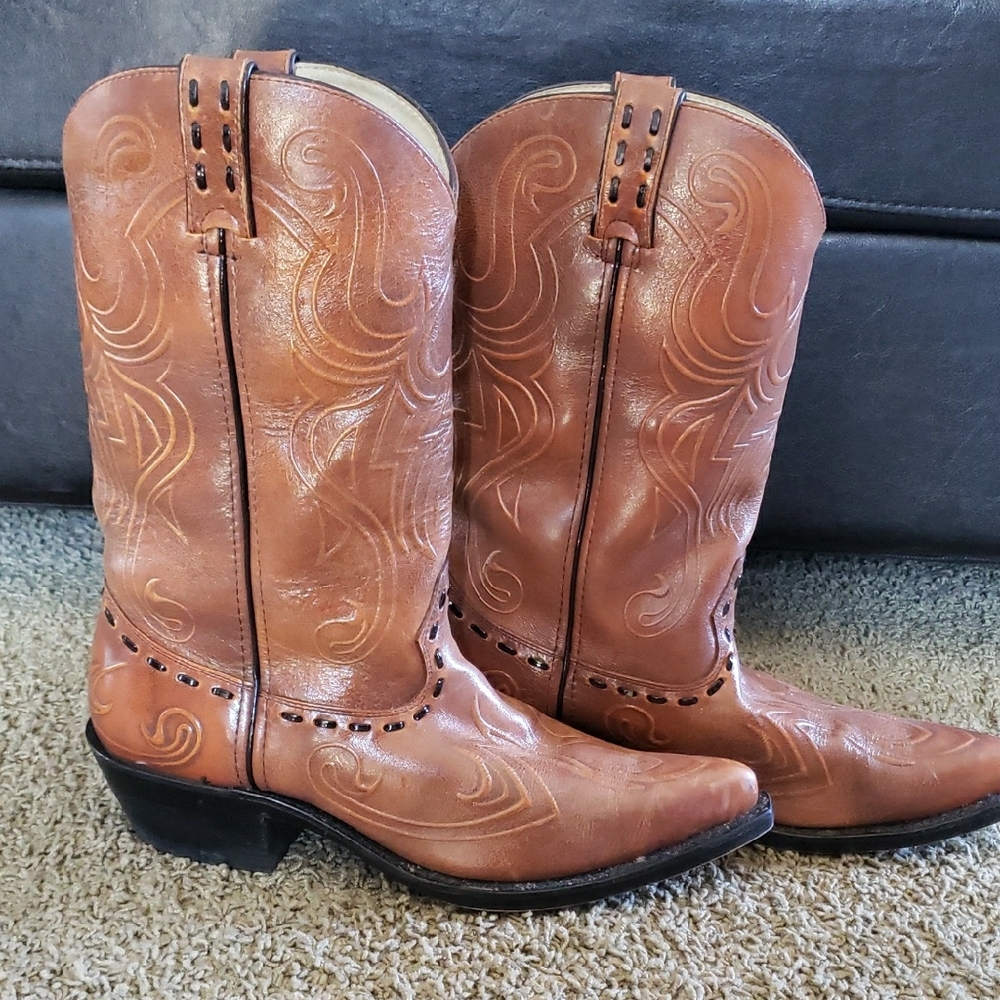 Men's 10.5 EE Durango Brown Heeled Boots Leather Upper
